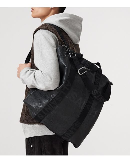AllSaints Black Leather Kei Backpack for men