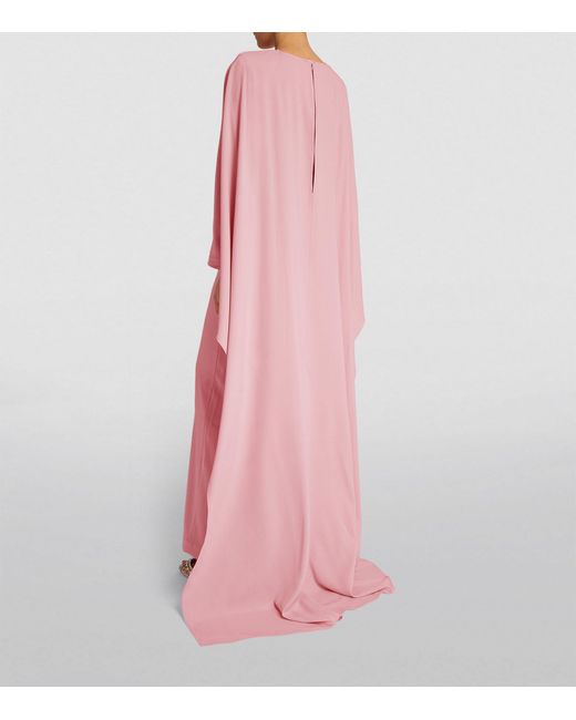 Roland Mouret Pink Crepe Cape-detail Maxi Dress