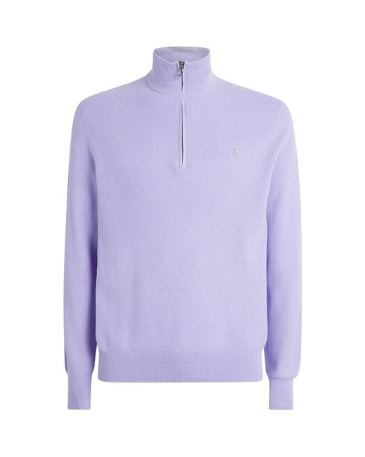 Polo Ralph Lauren Purple Cotton Quarter-Zip Sweater for men