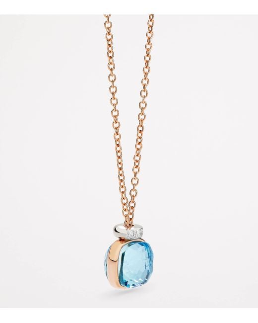 Pomellato Metallic Mixed, Topaz And Diamond Nudo Necklace