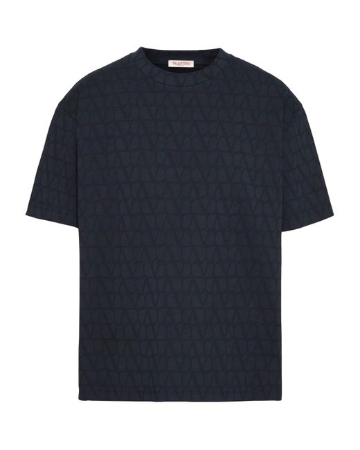 Valentino Garavani Blue Cotton Vlogo T-Shirt for men