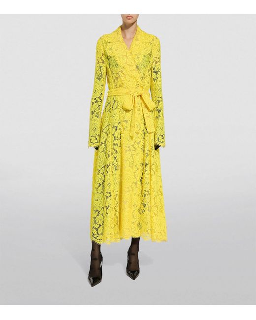 Dolce & Gabbana Yellow Lace Double-breasted Coat