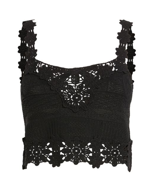 Maje Black Crochet Floral Top