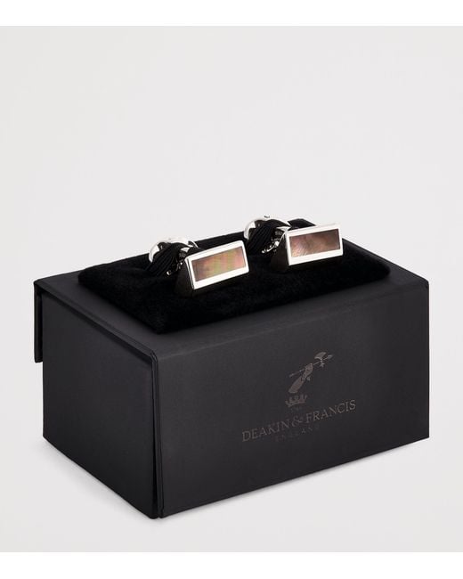 Deakin & Francis Gray Sterling Mother-Of-Pearl Cufflinks for men