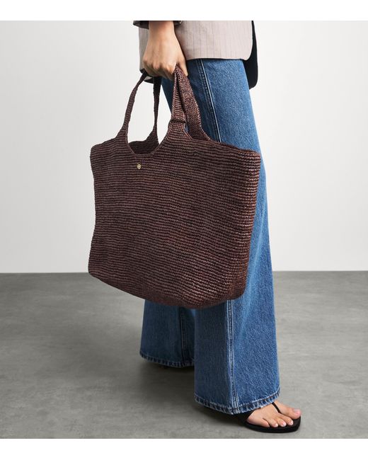 Anine Bing Brown Raffia Lili Tote Bag