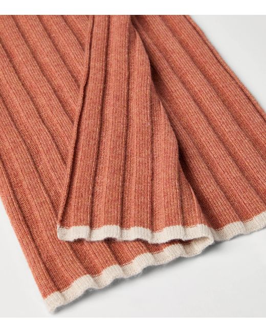 Brunello Cucinelli Orange Cashmere Ribbed Scarf for men