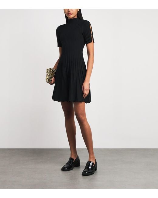 Maje Black High-Neck Knit Mini Dress