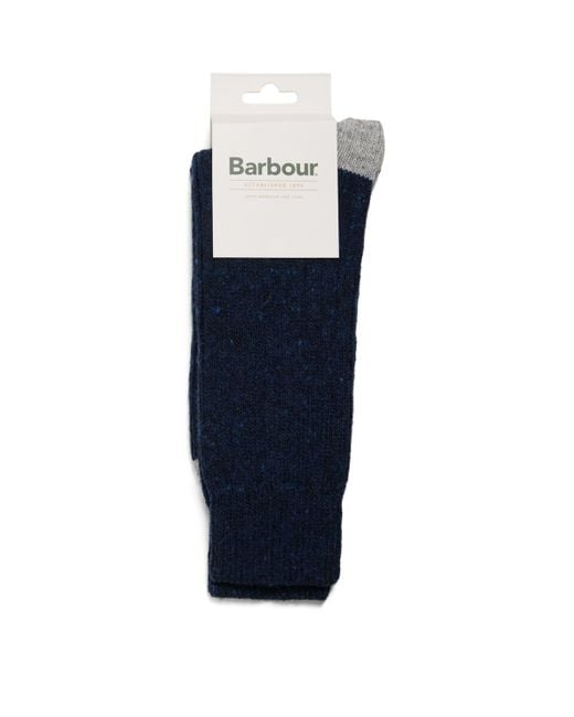 Barbour Blue Wool-Blend Houghton Socks for men
