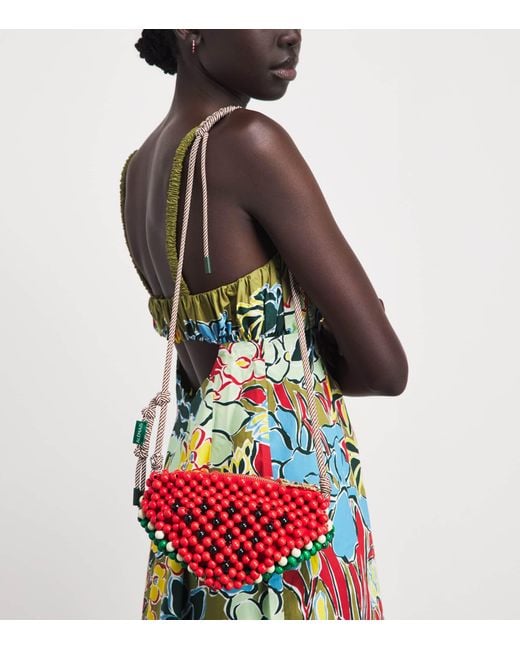 ALÉMAIS Red Mini Beaded Watermelon Shoulder Bag