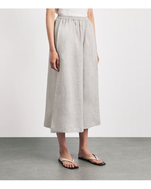 Eskandar White Linen Flared Culottes
