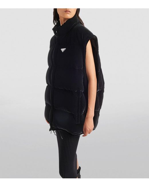 Prada Blue Velvet Convertible Down Jacket