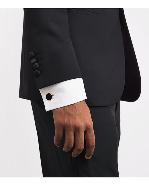 Babette Wasserman Black Plated Moondust Round Cufflinks for men
