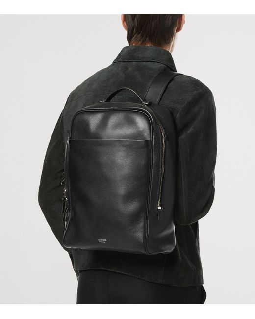 Tom Ford Black Leather Backpack for men