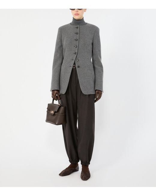 Max Mara Black Virgin Wool Belted Tailored Trousers