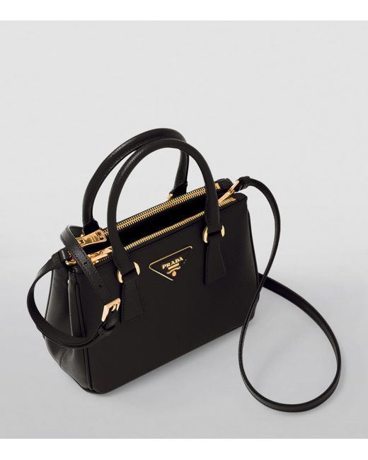 Prada Black Mini Leather Galleria Top-Handle Bag