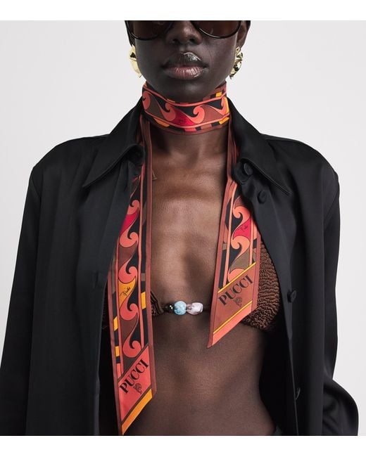 Emilio Pucci Red Silk Printed Scarf