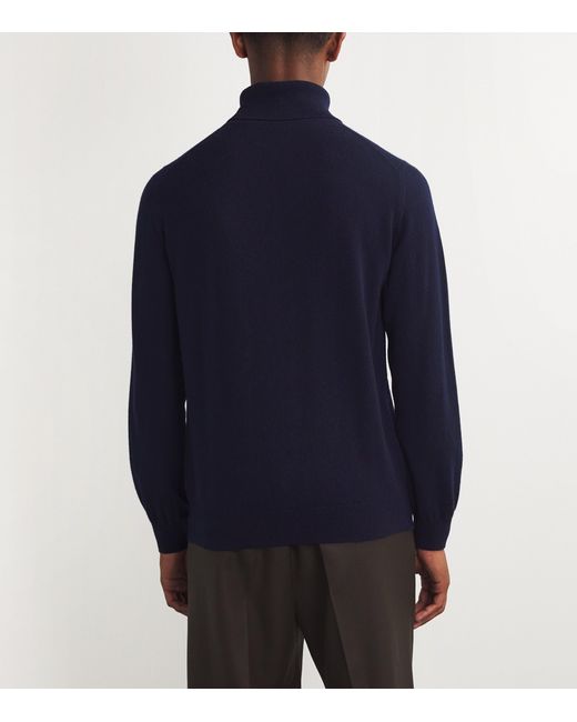 Harrods Blue Cashmere Rollneck Sweater for men
