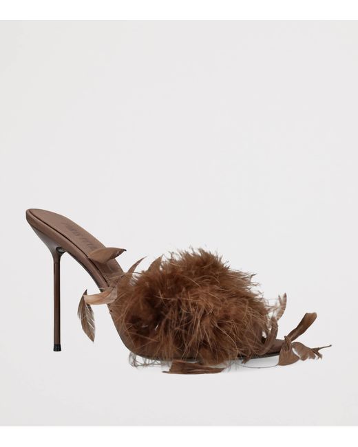 Paris Texas Brown Feather Lidia Mules 105