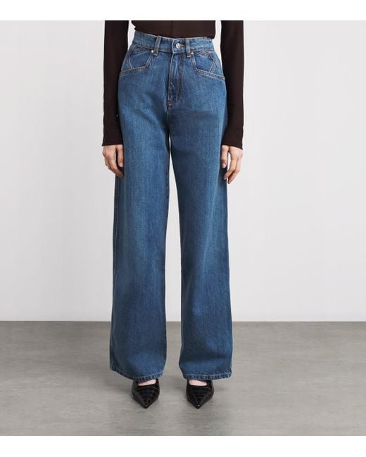 Kiton Blue High-Rise Wide-Leg Jeans