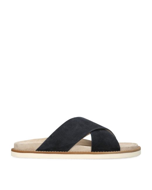 Brunello Cucinelli Blue Suede Crossover Sandals for men