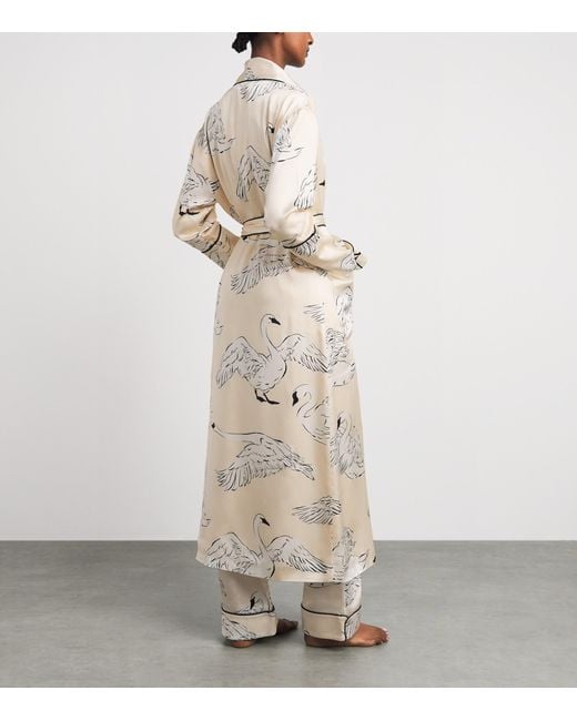 Olivia Von Halle White Silk Queenie Blanca Swan Night Robe