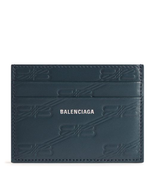 Balenciaga Blue Bb Logo Print Card Holder for men