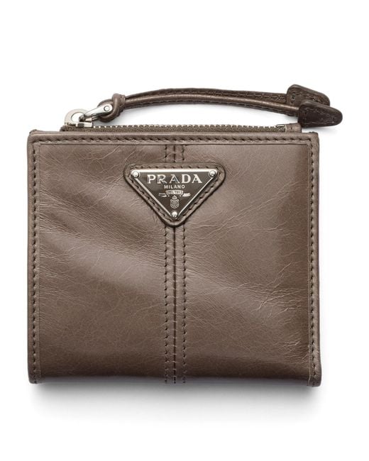 Prada Brown Small Leather Wallet for men