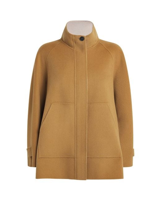 MAX&Co. Natural Virgin Wool High-Neck Coat