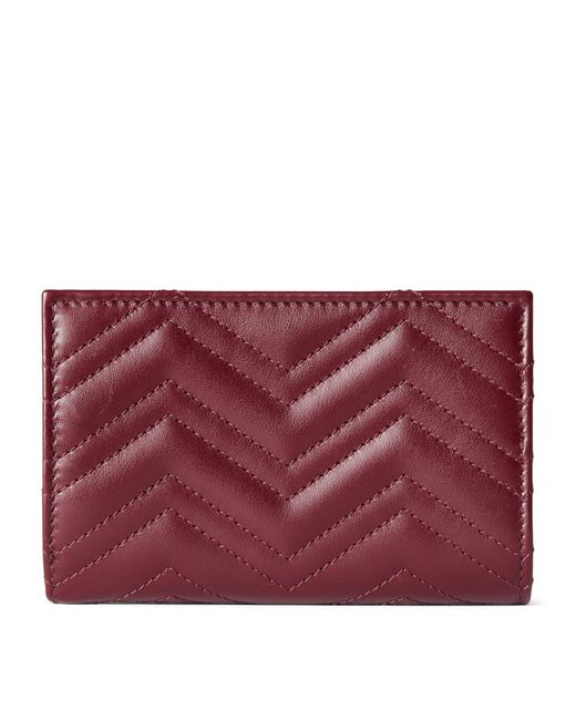 Gucci Red Leather Gg Marmont Wallet