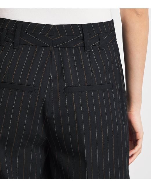 ME+EM Black Pinstripe Wide-Leg Trousers