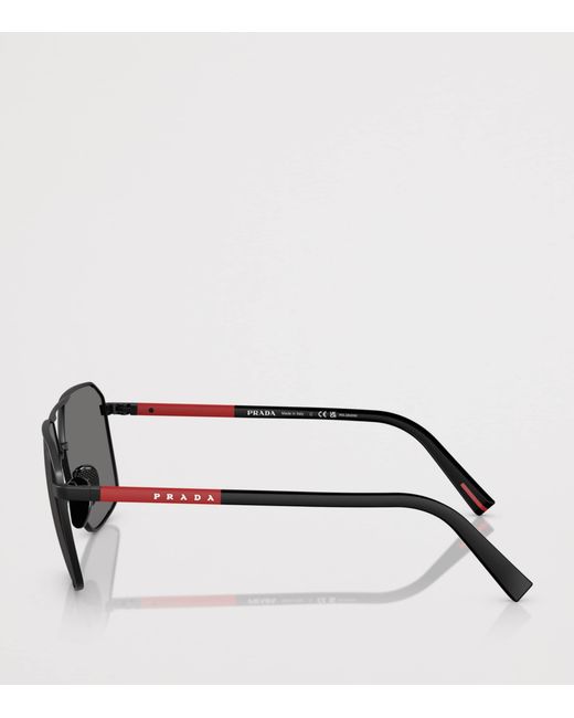 Prada Linea Rossa Gray Metal A50S Aviator Sunglasses for men