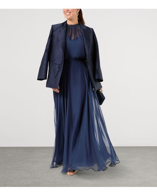Marina Rinaldi Blue Floral Jacquard Blazer