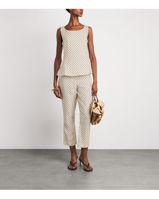 Faithfull The Brand Natural Linen Polka-Dot Iria Capri Trousers