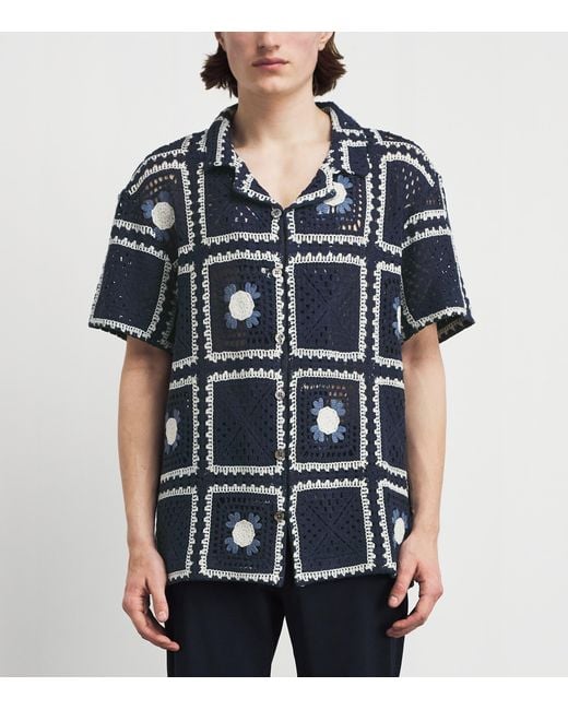 CHE Blue Crocheted Tejer Shirt for men