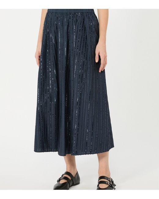 Weekend by Maxmara Blue Cotton Sequinned Skirt