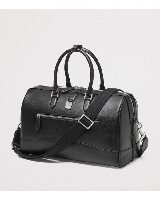 Aspinal Black Leather Connaught Holdall for men