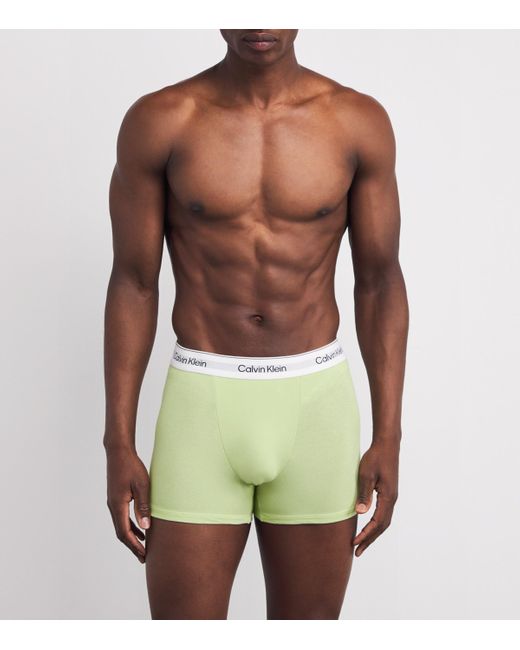 Calvin Klein Green Stretch-Cotton Icon Relaxed Trunks for men