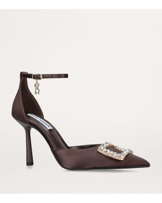 Steve Madden Brown Satin Embellished Accession Pumps 100