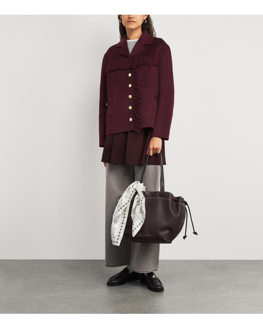 Claudie Pierlot Purple Wool-Blend Fringe Jacket