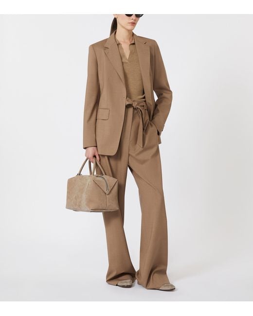 Max Mara Natural Virgin Wool Collared Top