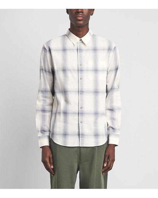 Vince White Cotton Check Townes Shirt for men