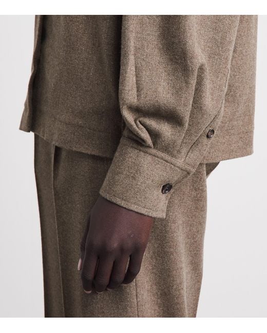 Kiton Brown Virgin Wool-Cashmere Overshirt