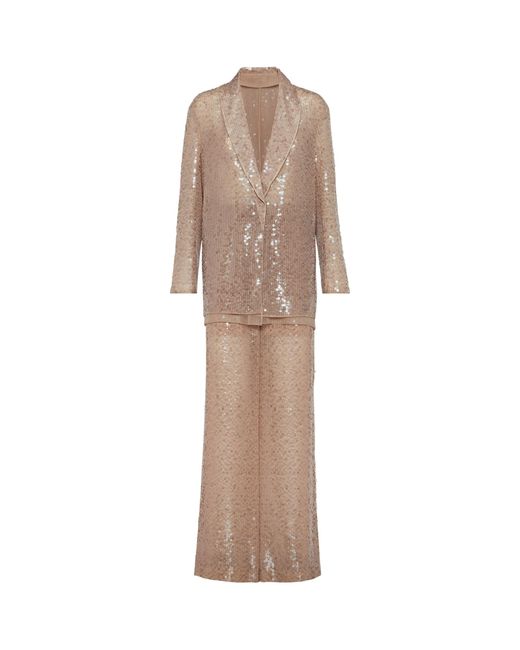 Brunello Cucinelli Natural Sequinned Two-piece Suit