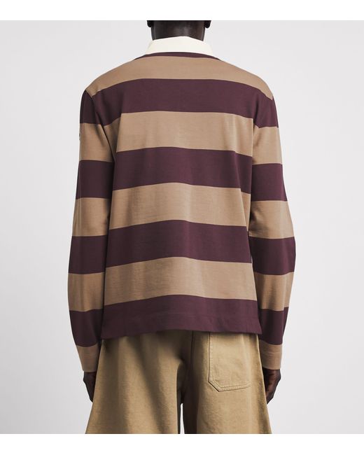 Moncler Brown Cotton Stripe Rugby Shirt for men