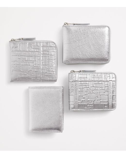 Comme des Garçons Gray Leather Folding Card Holder for men