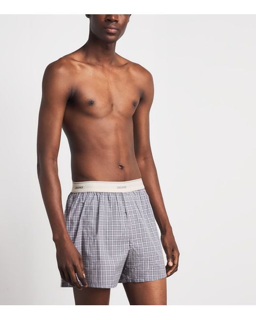 Skims Purple Cotton Poplin Check Boxer Shorts for men