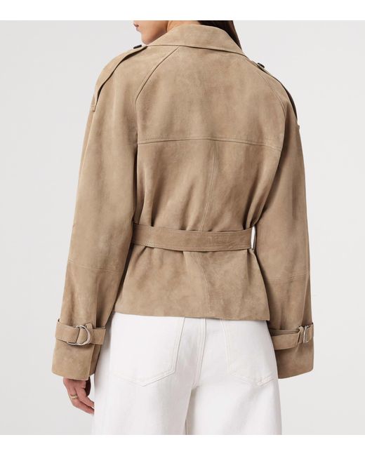 AllSaints Natural Suede Reed Trench Jacket