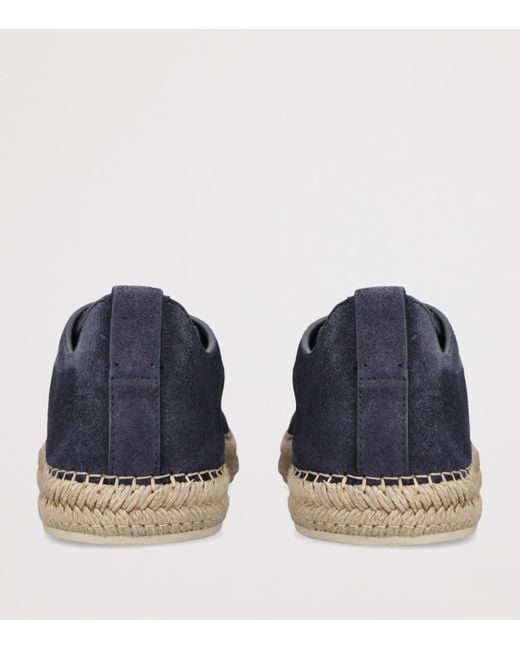 Zegna Blue Suede Triple Stitch Espadrilles for men