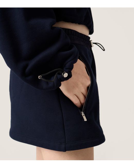 Miu Miu Blue Cotton Jersey Mini Skirt