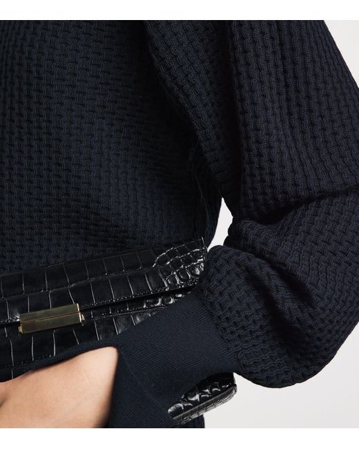 Molli Blue Virgin Wool-Blend Wicker-Stitch Sweater